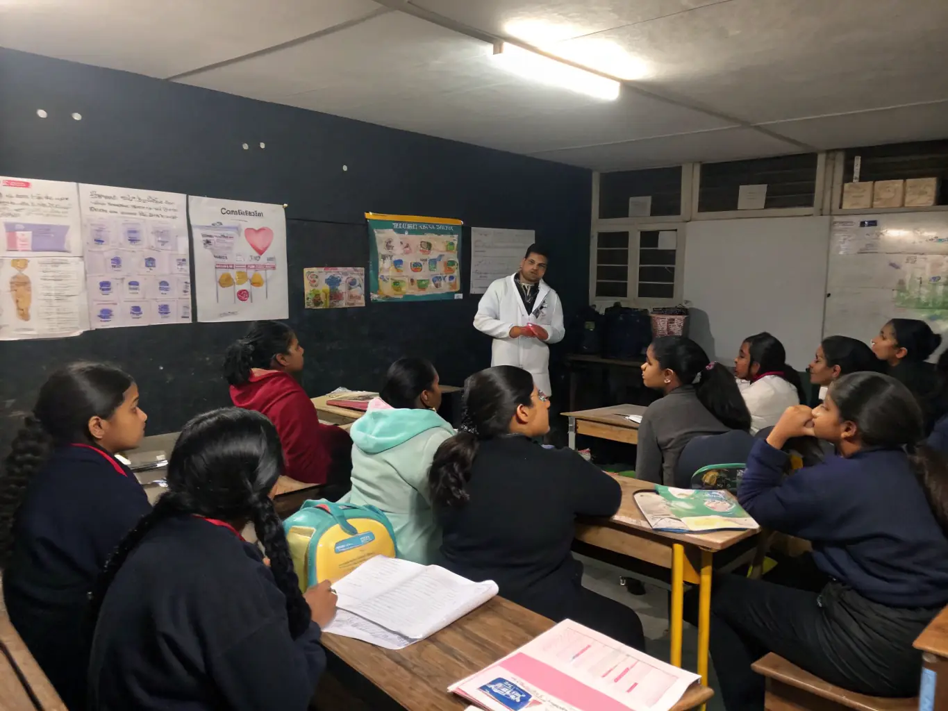 A virtual classroom setting where medical students are participating in a nephrology lecture, discussing kidney function and renal disorders.