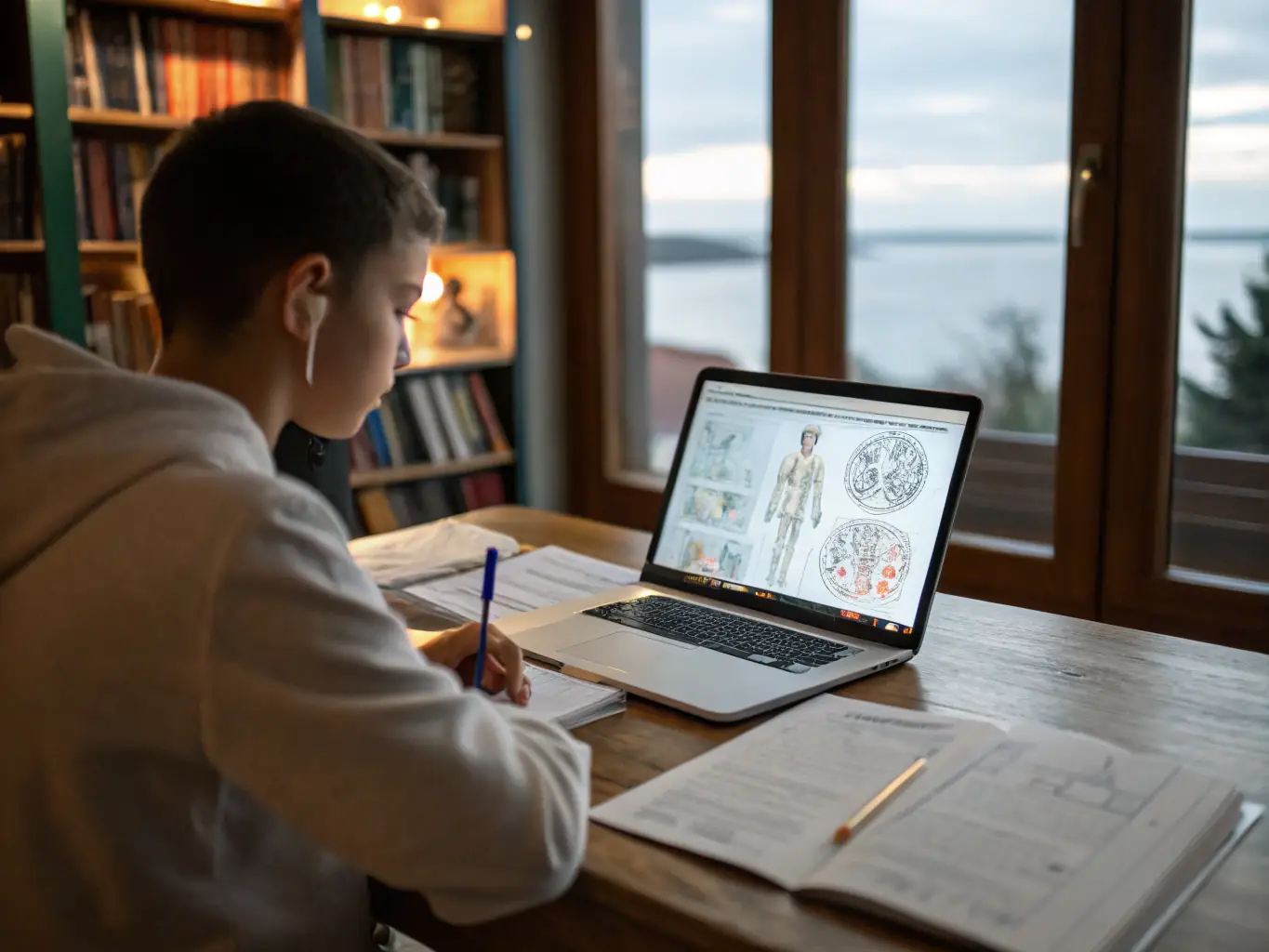 A student participating in a virtual medical workshop, interacting with instructors and peers from different countries, showcasing the global reach of Atlas Medical Academy's programs.